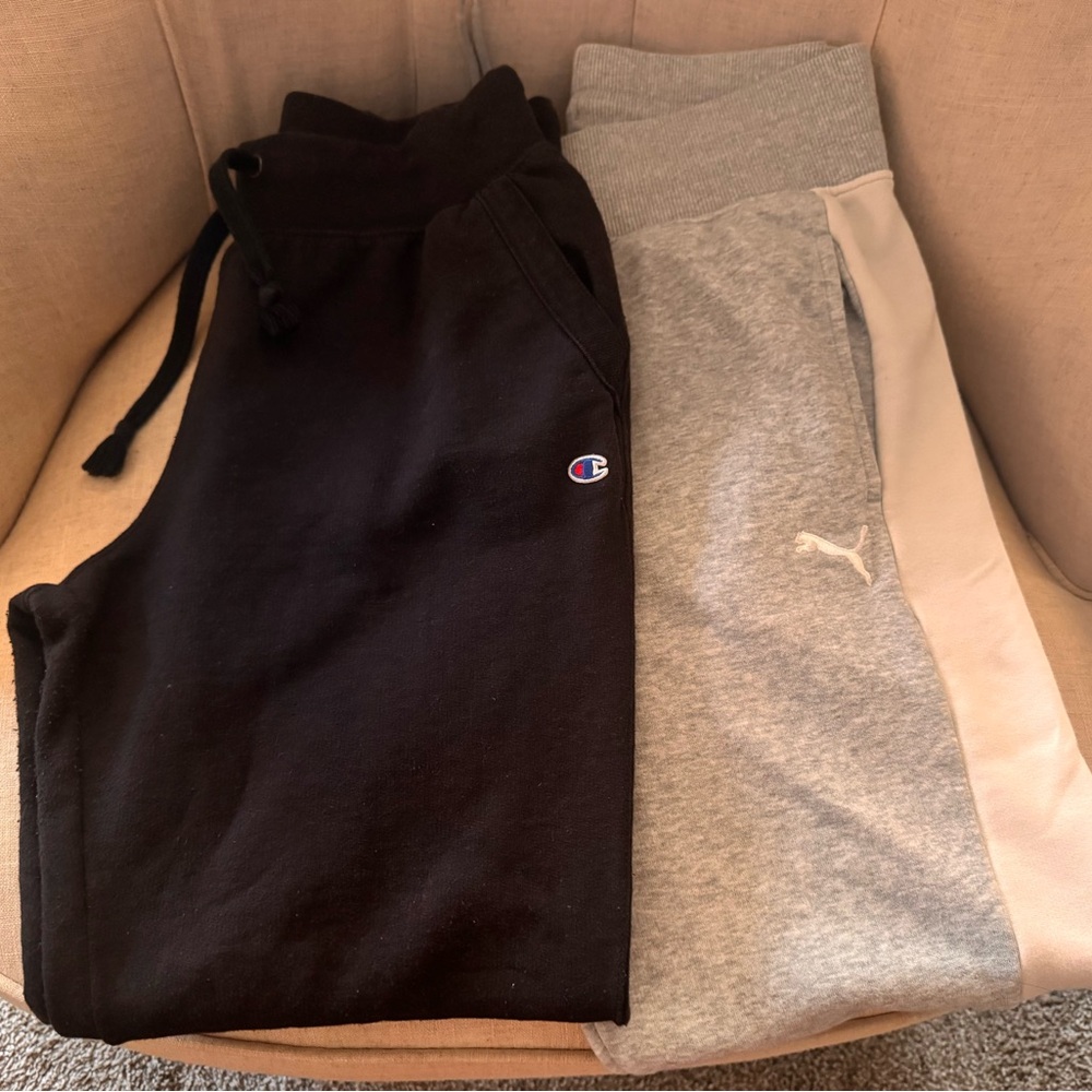 Champion and puma Unisex   Sweatpants size Small set of two